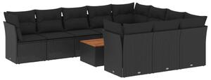 VidaXL Polyrattan Kerti Ülőgarnitúra - 11 részes - Fekete