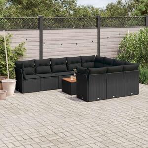 VidaXL Polyrattan Kerti Ülőgarnitúra - 11 részes - Fekete