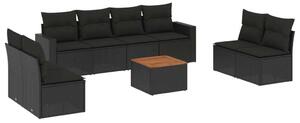 VidaXL Polyrattan Kerti Ülőgarnitúra - 9 részes - Fekete
