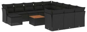 VidaXL Polyrattan Kerti Ülőgarnitúra - 13 részes - Fekete