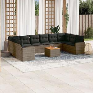 VidaXL Polyrattan Kerti Ülőgarnitúra - 11 részes - Szürke