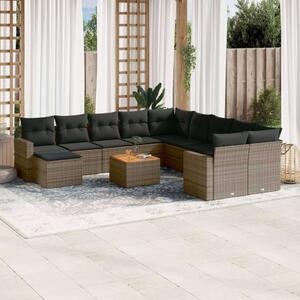 VidaXL Polyrattan Kerti Ülőgarnitúra - 14 részes - Szürke