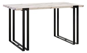 Asztal Comfivo 179, Fehér márvány, Fekete, 76x80x140cm, Hosszabbíthatóság, Laminált forgácslap, Fém
