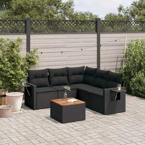VidaXL Polyrattan Kerti Ülőgarnitúra - 6 részes - Fekete