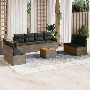 VidaXL Polyrattan Kerti Ülőgarnitúra - 9 részes - Szürke