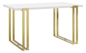 Asztal Comfivo 179, Aranysárga, Fehér, 76x80x140cm, Hosszabbíthatóság, Laminált forgácslap, Fém
