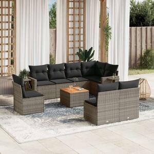VidaXL Polyrattan Kerti Ülőgarnitúra - 9 részes - Szürke