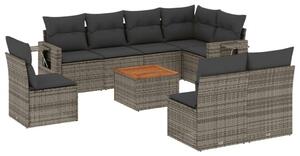 VidaXL Polyrattan Kerti Ülőgarnitúra - 9 részes - Szürke