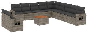 VidaXL Polyrattan Kerti Ülőgarnitúra - 12 részes - Szürke
