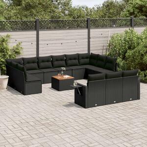 VidaXL Polyrattan Kerti Ülőgarnitúra - 14 részes - Fekete