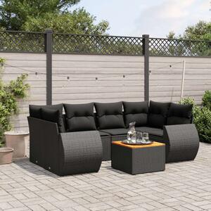 VidaXL Polyrattan Kerti Ülőgarnitúra - 7 részes - Fekete