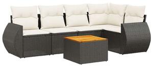 VidaXL Polyrattan Kerti Ülőgarnitúra - 6 részes - Fekete