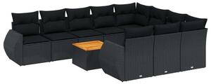 VidaXL Polyrattan Kerti Ülőgarnitúra - 11 részes - Fekete