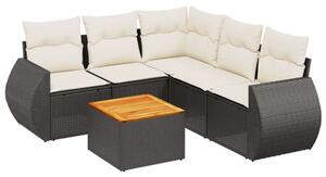 VidaXL Polyrattan Kerti Ülőgarnitúra - 6 részes - Fekete