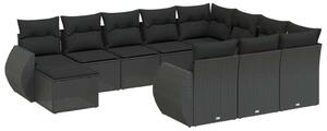 VidaXL Polyrattan Kerti Ülőgarnitúra - 11 részes - Fekete