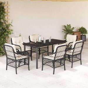VidaXL Polyrattan Kerti Étkezőgarnitúra - 7 részes - Fekete