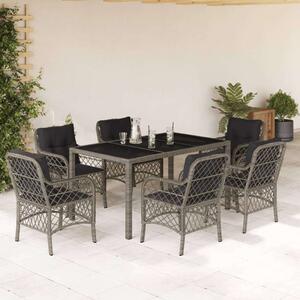 VidaXL Polyrattan Kerti Étkezőgarnitúra - 7 részes - Szürke