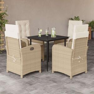 Polyrattan Kerti Étkezőgarnitúra - 5 részes - Bézs