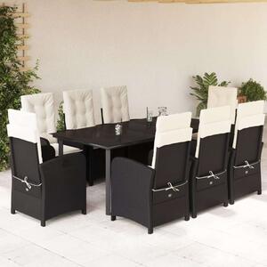 VidaXL Polyrattan Kerti Étkezőgarnitúra - 9 részes, Fekete