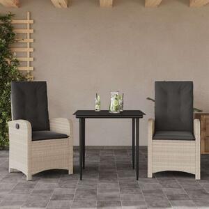VidaXL Polyrattan Kerti Étkezőgarnitúra - 2 Fotel, Üveg Asztal