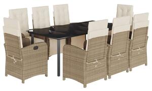 VidaXL Polyrattan Kerti Étkezőgarnitúra - 9 részes - Bézs