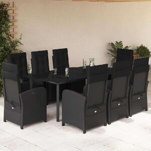 VidaXL Polyrattan Kerti Étkezőgarnitúra - 9 részes - Fekete