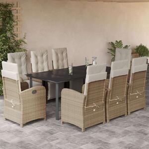 VidaXL Polyrattan Kerti Étkezőgarnitúra - 9 részes - Bézs