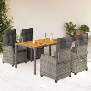 VidaXL Polyrattan Kerti Étkezőgarnitúra - 5 részes - Szürke