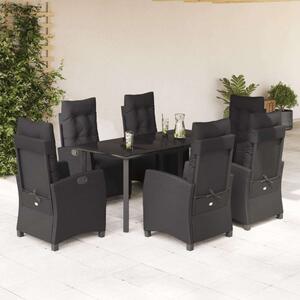 VidaXL Polyrattan Kerti Étkezőgarnitúra - 7 részes - Fekete
