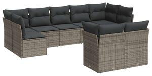 VidaXL Polyrattan Kerti Ülőgarnitúra - 9 részes - Szürke