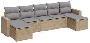 Polyrattan Kerti Ülőgarnitúra - 7 részes - Bézs