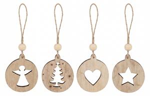 Karácsonyi dísz RUSTIC JOY fa 7,5 cm - különböző minták