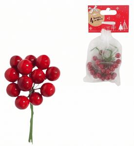 Karácsonyi dekoráció dróton BERRIES 9 cm, piros