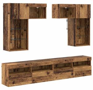 VidaXL TV Fali Egységek 6 pcs Fekete tölgy 100 x 30 x 40 cm Faanyag