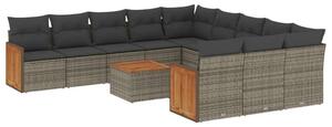 VidaXL Polyrattan Kerti Ülőgarnitúra - 12 részes - Szürke