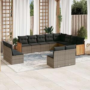 VidaXL Polyrattan Kerti Ülőgarnitúra - 12 részes - Szürke