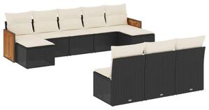 VidaXL Polyrattan Kerti Ülőgarnitúra - 10 részes - Fekete