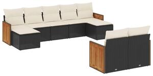 VidaXL Polyrattan Kerti Ülőgarnitúra - 9 részes - Fekete