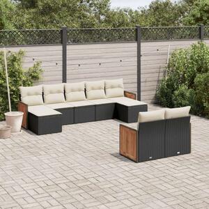 VidaXL Polyrattan Kerti Ülőgarnitúra - 9 részes - Fekete
