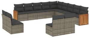 VidaXL Polyrattan Kerti Ülőgarnitúra - 13 részes - Szürke