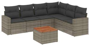 VidaXL Polyrattan Kerti Ülőgarnitúra - 7 részes - Szürke