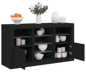 VidaXL LED-es Tálalószekrény - Fekete - 123x37x67 cm