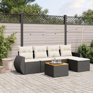 VidaXL Polyrattan Kerti Ülőgarnitúra - 6 részes - Fekete