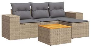 VidaXL Polyrattan Kerti Ülőgarnitúra - 5 részes, Bézs