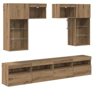 VidaXL TV Fali Egységek 6 pcs Öreg fa 100 x 30 x 40 cm Faanyag
