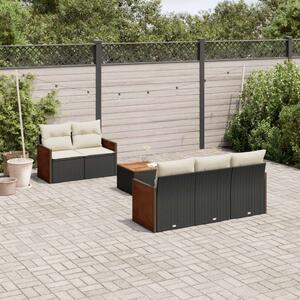 VidaXL Polyrattan Kerti Ülőgarnitúra - 6 részes - Fekete