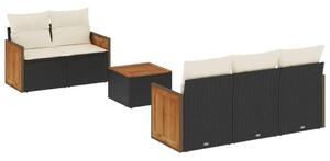 VidaXL Polyrattan Kerti Ülőgarnitúra - 6 részes - Fekete