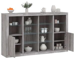 VidaXL LED-es Tálalószekrény - Sonoma Szürke - 163cm