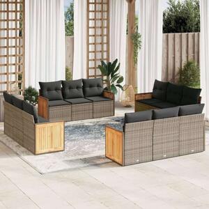 VidaXL Polyrattan Kerti Ülőgarnitúra - 12 részes - Szürke