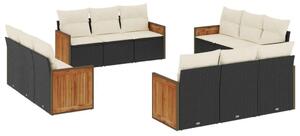 VidaXL Polyrattan Kerti Ülőgarnitúra - 12 részes - Fekete